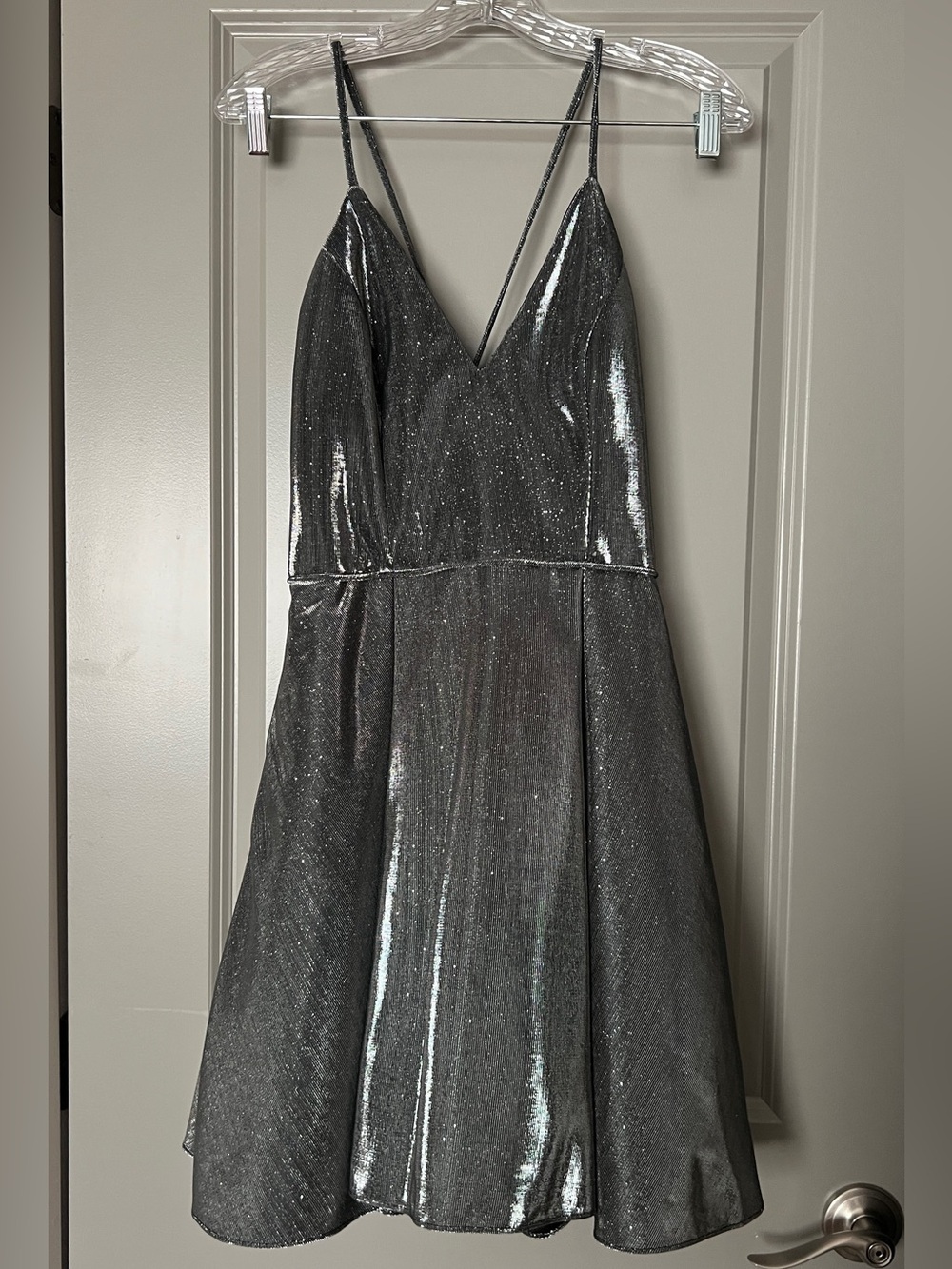 Silver Shimmer Cocktail Dress WITH POCKETS